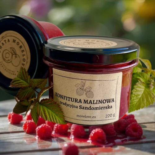 dwa sloiki_konfitura malinowa   tradycja 220 chata morelove.webp